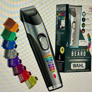 Wahl Color Pro Beard Trimmer - Black and Silver with Multi-Color Combs